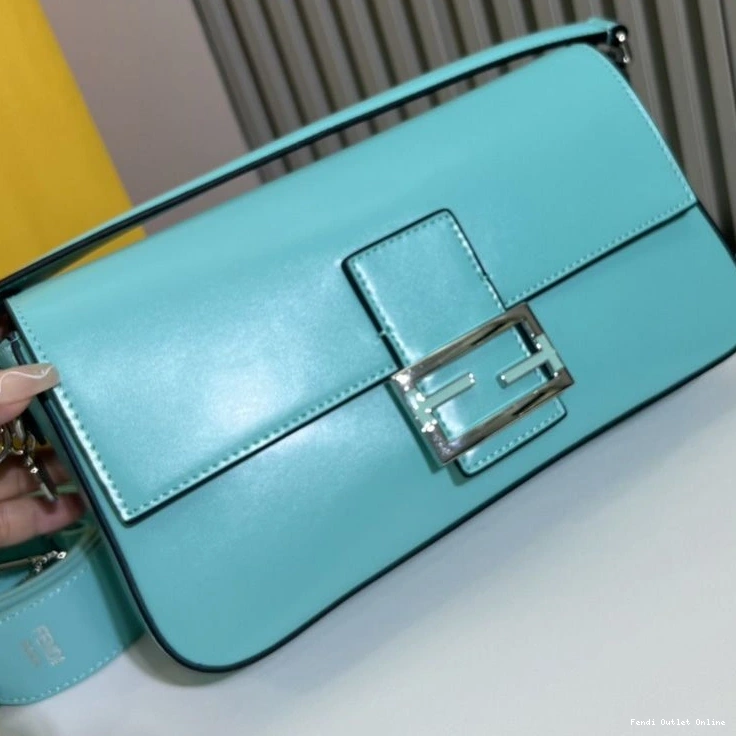 Cheap Baguette Fendi Leather Blue Medium Bag Smooth Tiffany In 0808